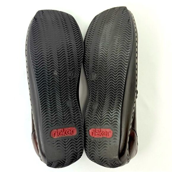 Rieker CELIA Brown Leather Factory Age Distressed Slip On Support Loafers - Picture 13 of 16